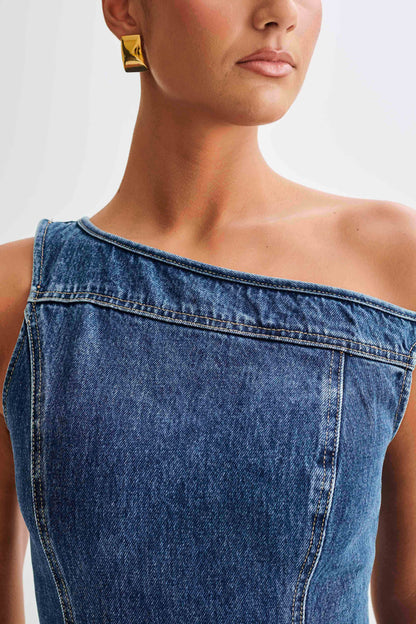 Baker Düşük Omuz Denim Mini Elbise