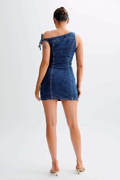 Baker Düşük Omuz Denim Mini Elbise