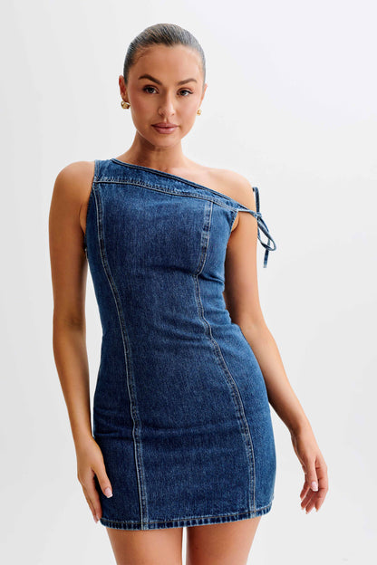 Baker Düşük Omuz Denim Mini Elbise