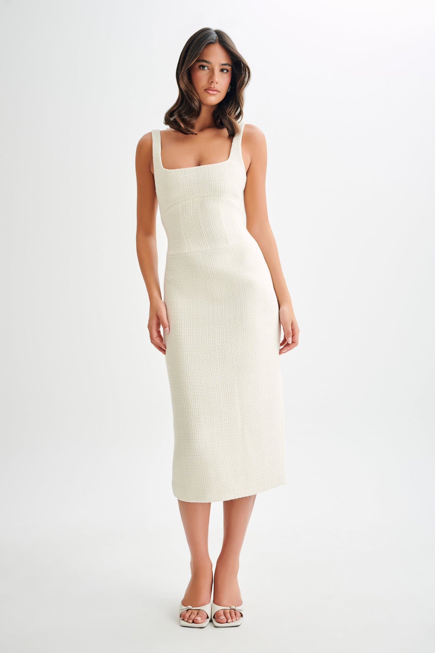 Calder Tweed Midi Elbise