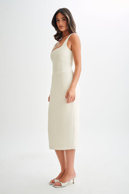 Calder Tweed Midi Elbise