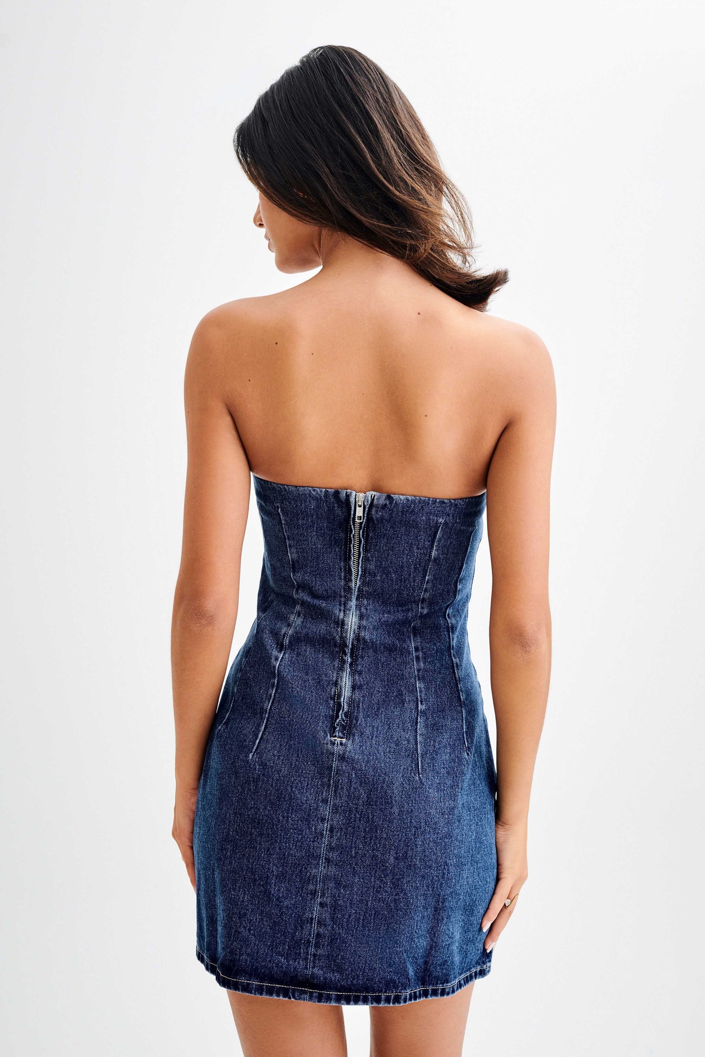 Cecily Straplez Denim Mini Elbise