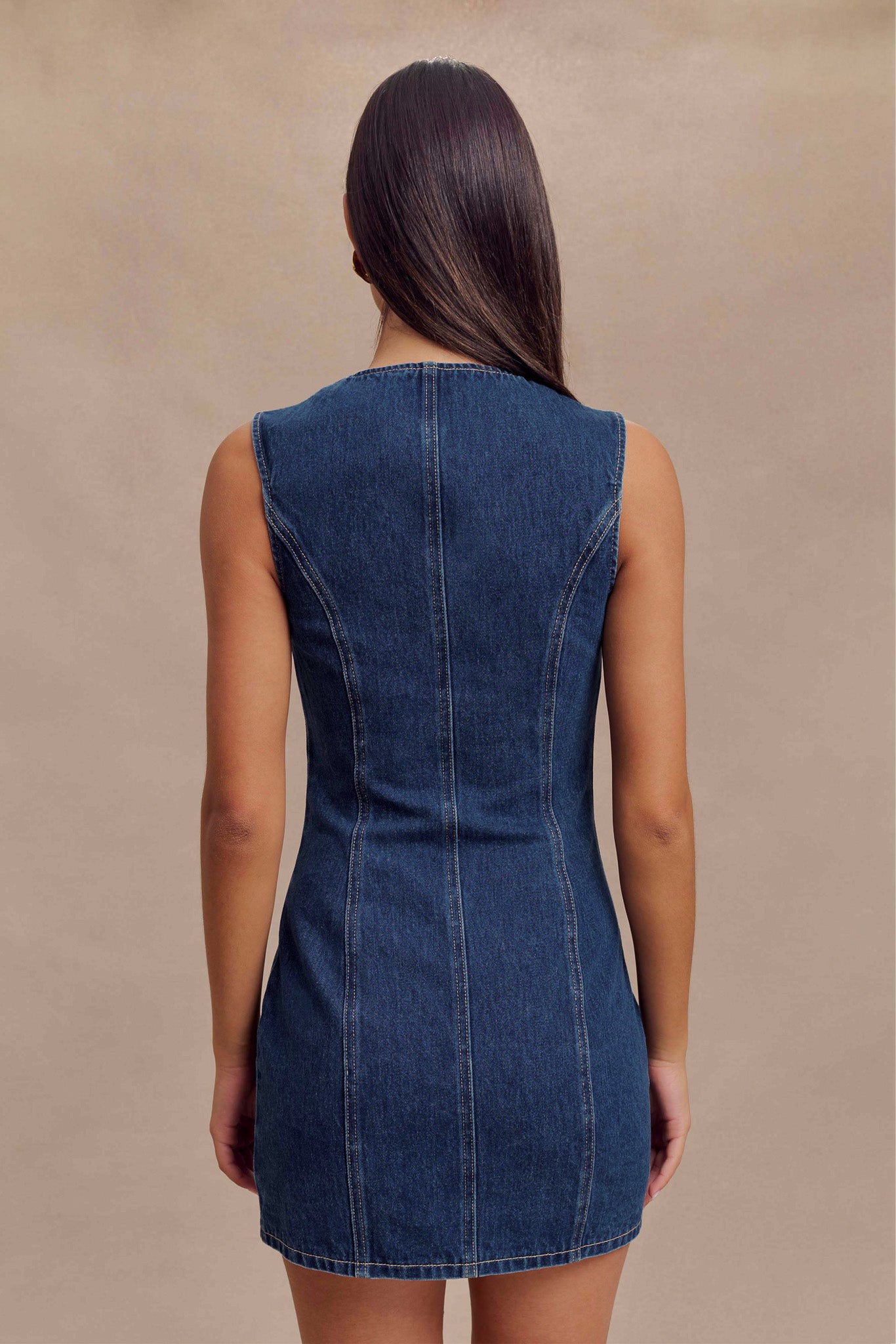 Jane Düğmeli Denim Mini Elbise