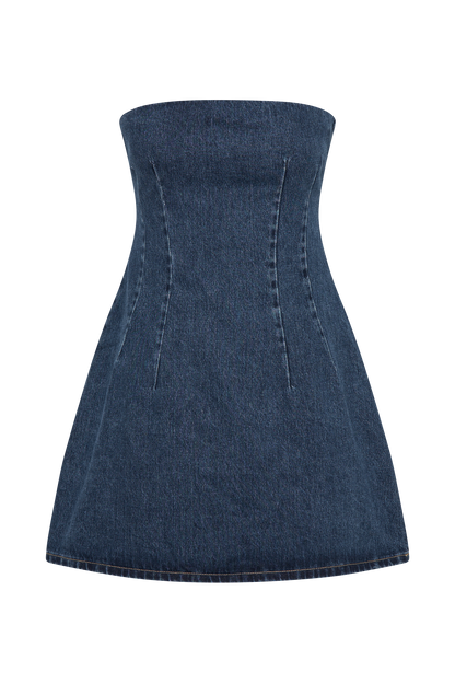 Cecily Straplez Denim Mini Elbise