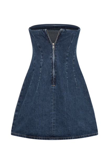 Cecily Straplez Denim Mini Elbise