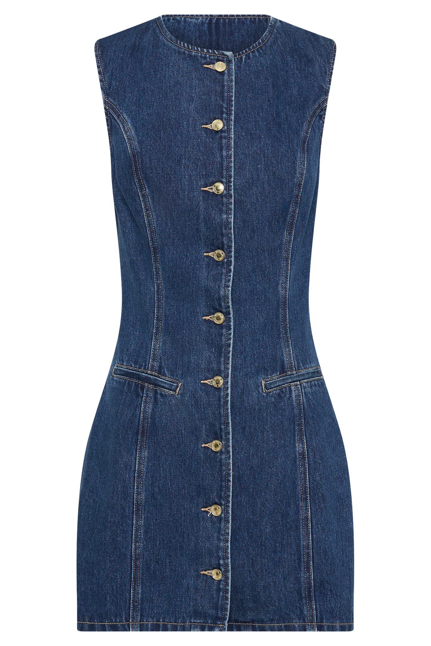 Jane Düğmeli Denim Mini Elbise