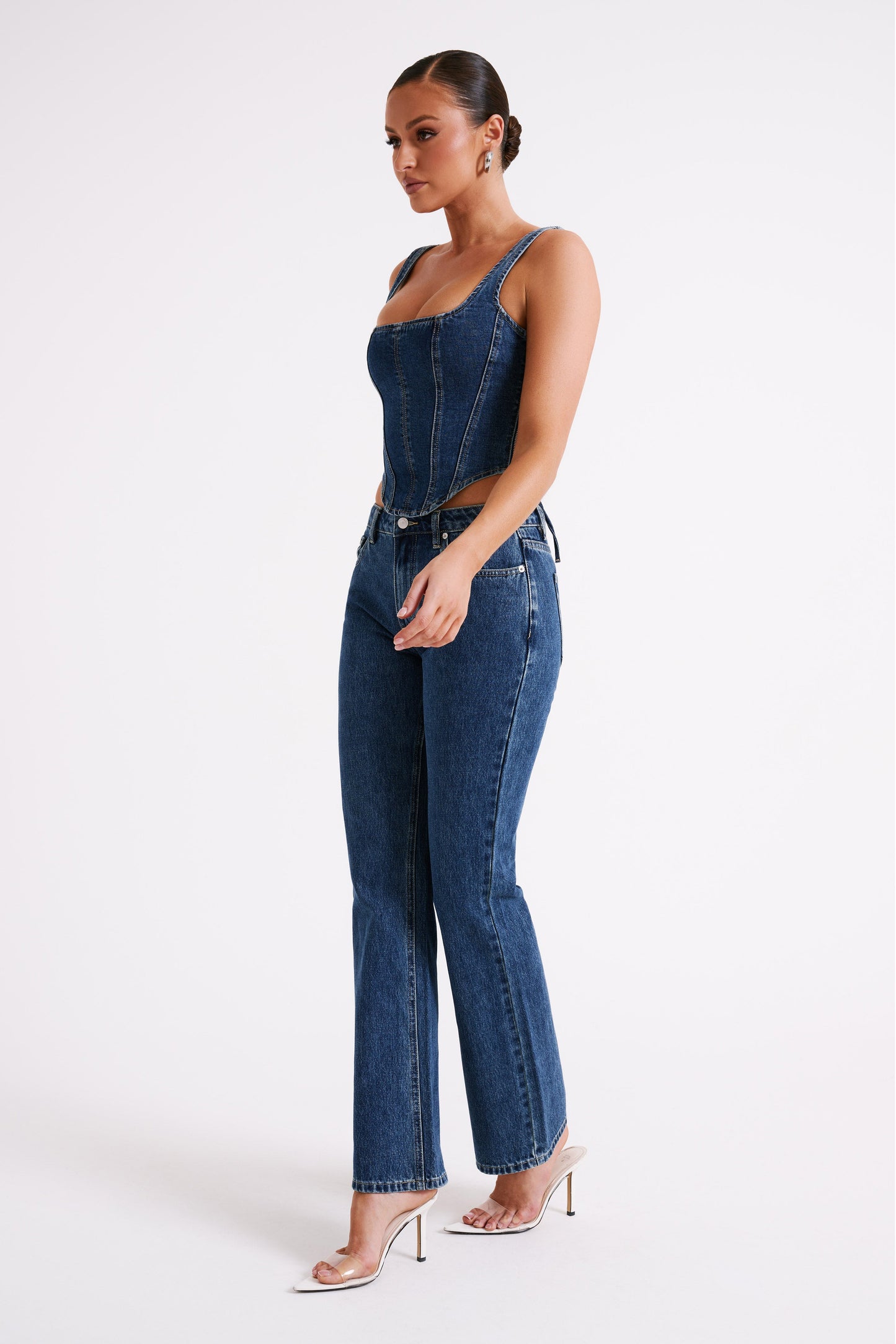 Bianca Denim Bağcıklı Korse