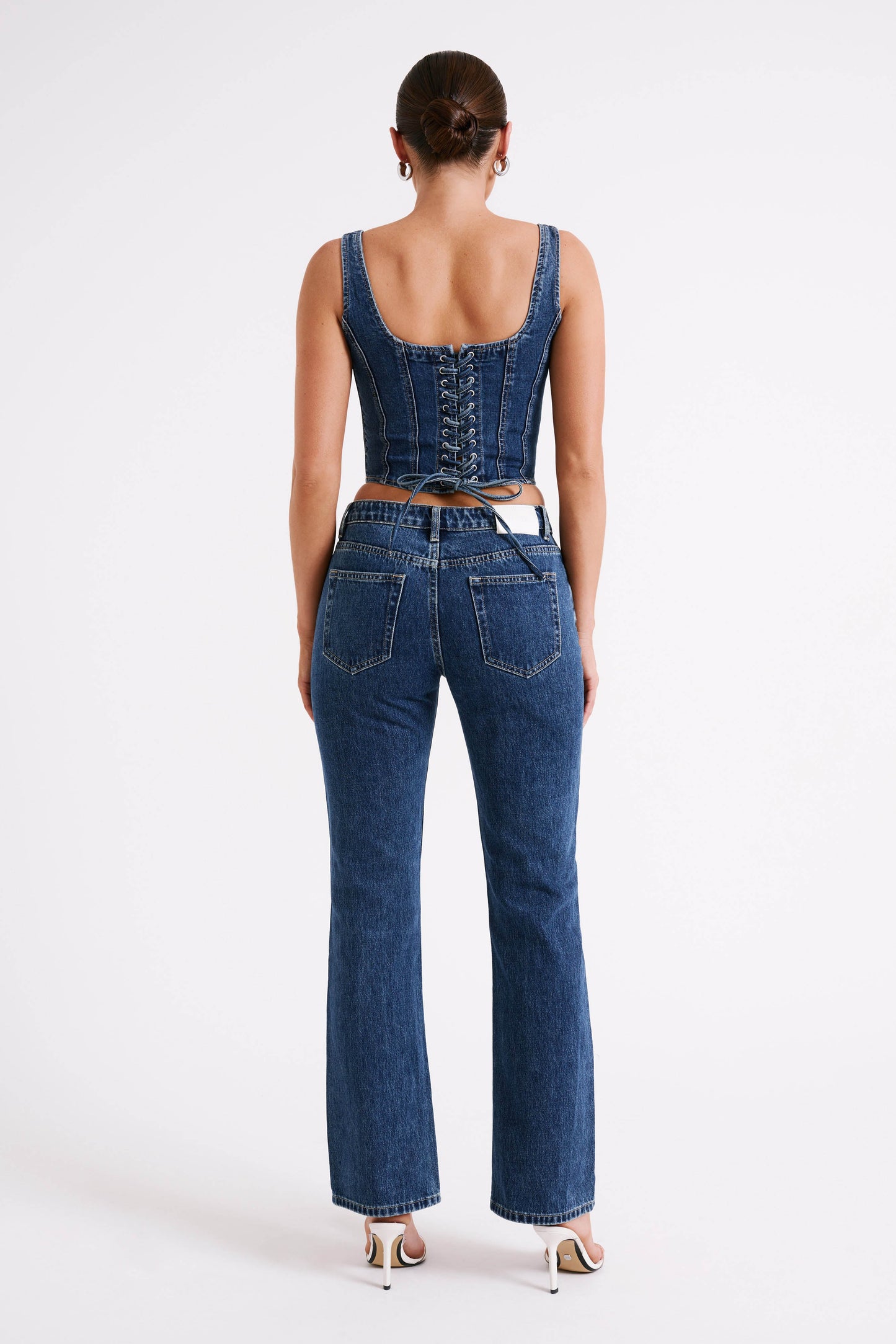 Bianca Denim Bağcıklı Korse