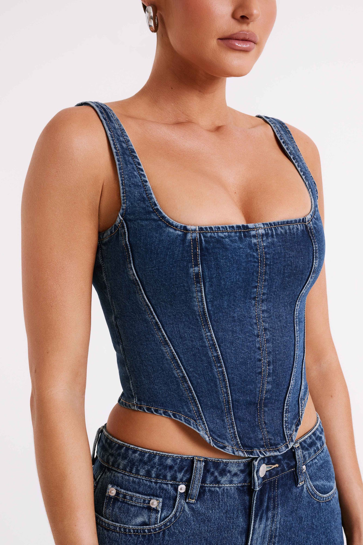 Bianca Denim Bağcıklı Korse